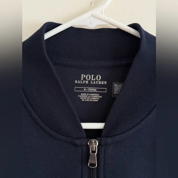 Polo Ralph Lauren men’s Medium Navy Iconic Double Knit Fleece Tech Bomber Jacket - Picture 6 of 11